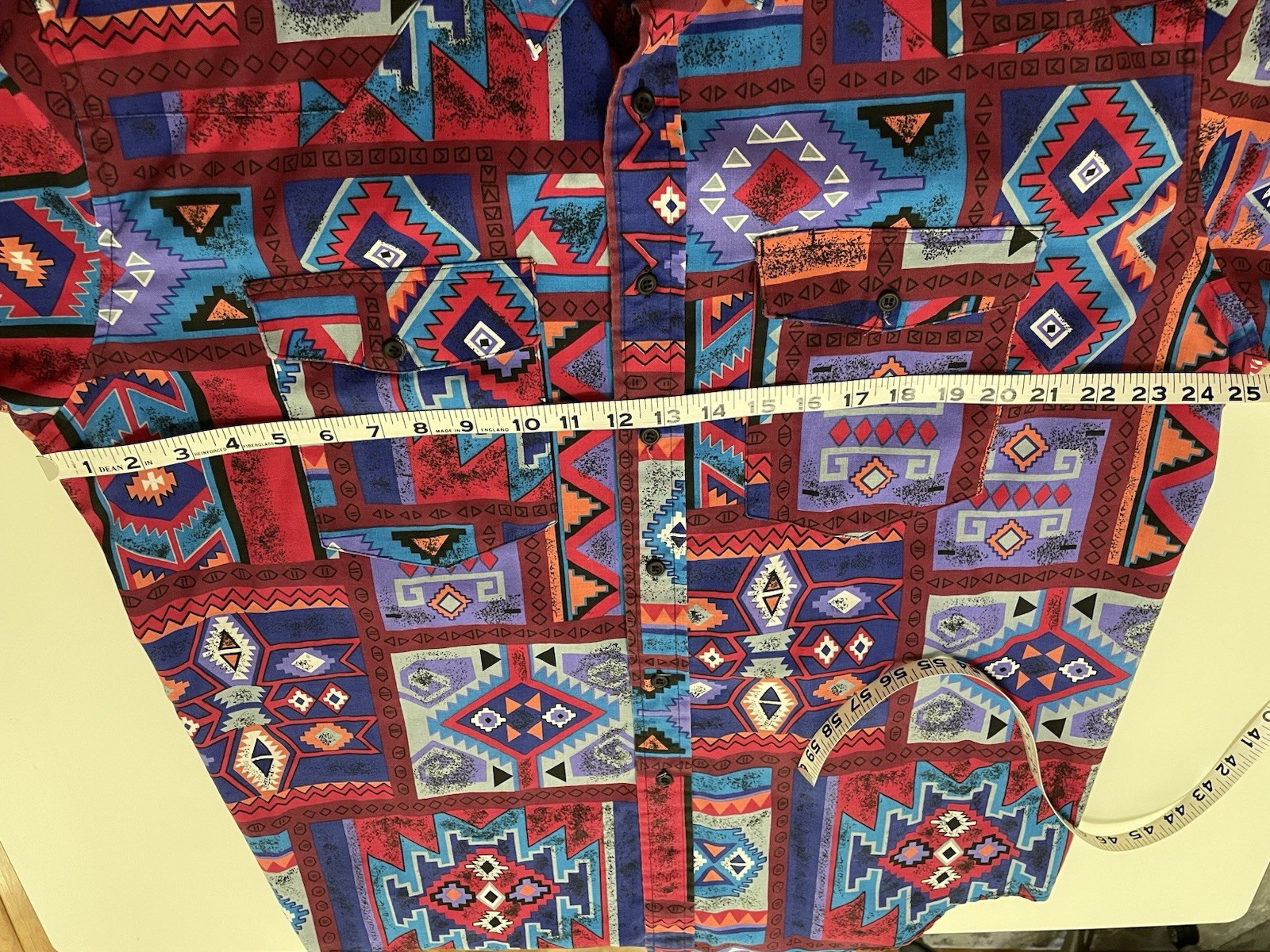 VTG 80s 90s Southwestern Aztec Rodeo Cowboy Tejano Button Up Shirt USA Made XL