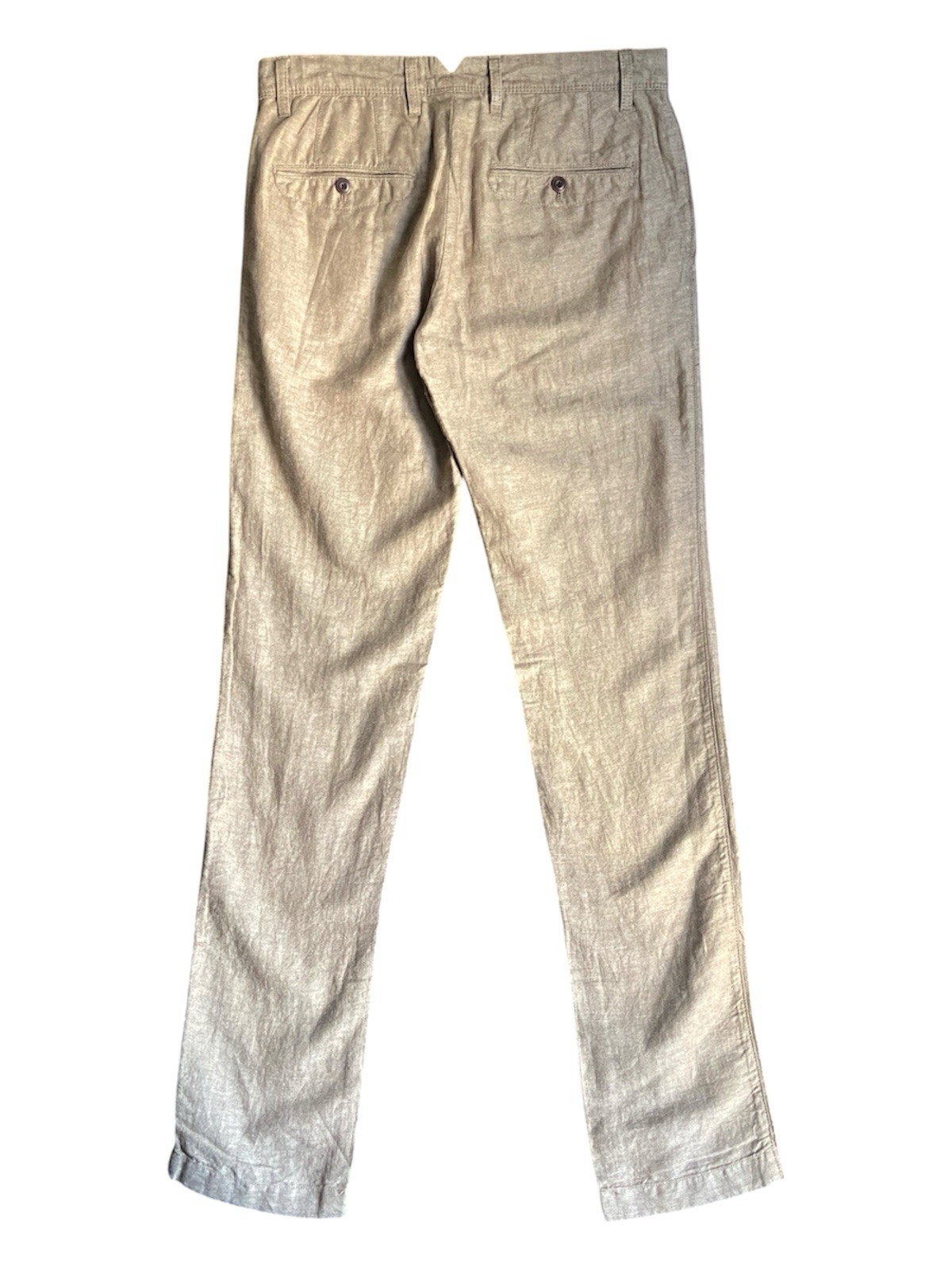 GAP | Men’s Slim Brown Chino Pants Straight Leg Linen Blend Trouser | Size W29