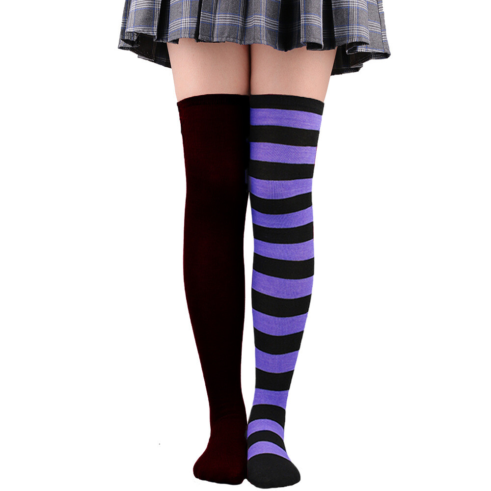 Soft Ladies Top Stay Up Extra Contrast Long Socks Thigh High Over the Knee Socks