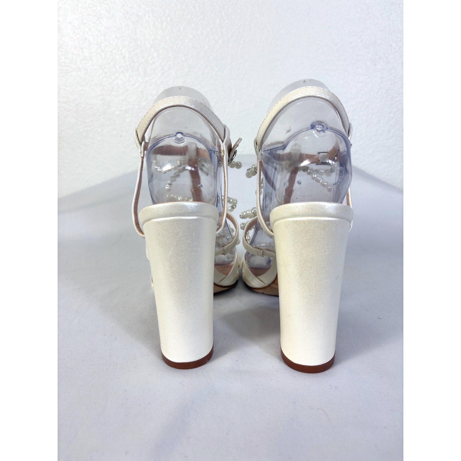 NEW Pearl & Rhinestone Bow Off White Heels Women Size 7.5 Wedding Bridal Party