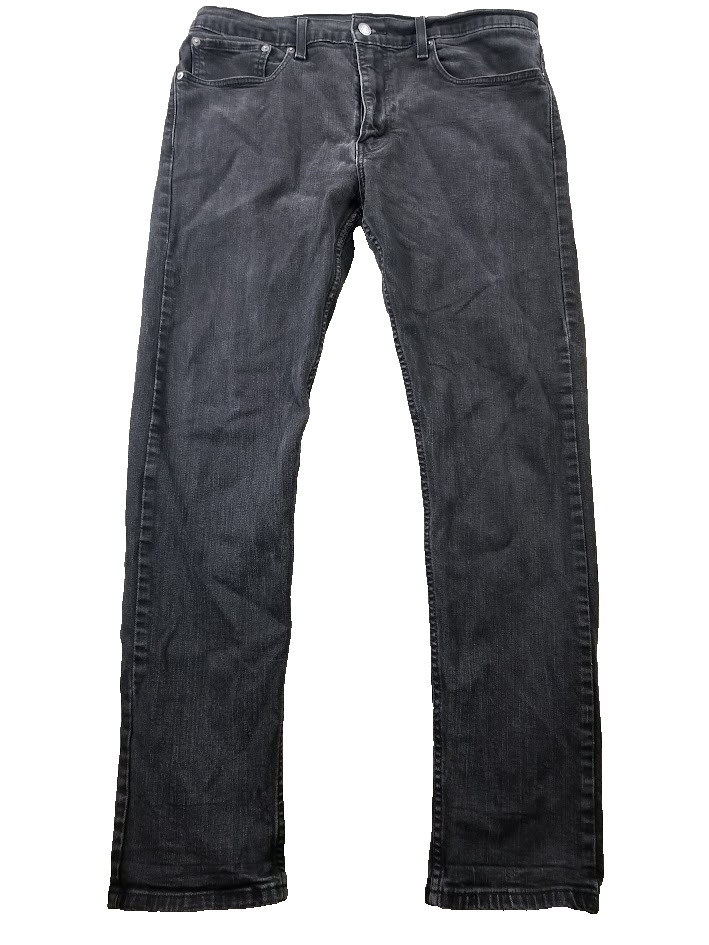 Levis 512 Jeans Men 36×29 Black Slim Tapered Fade Stretch Denim Dark Stonewash