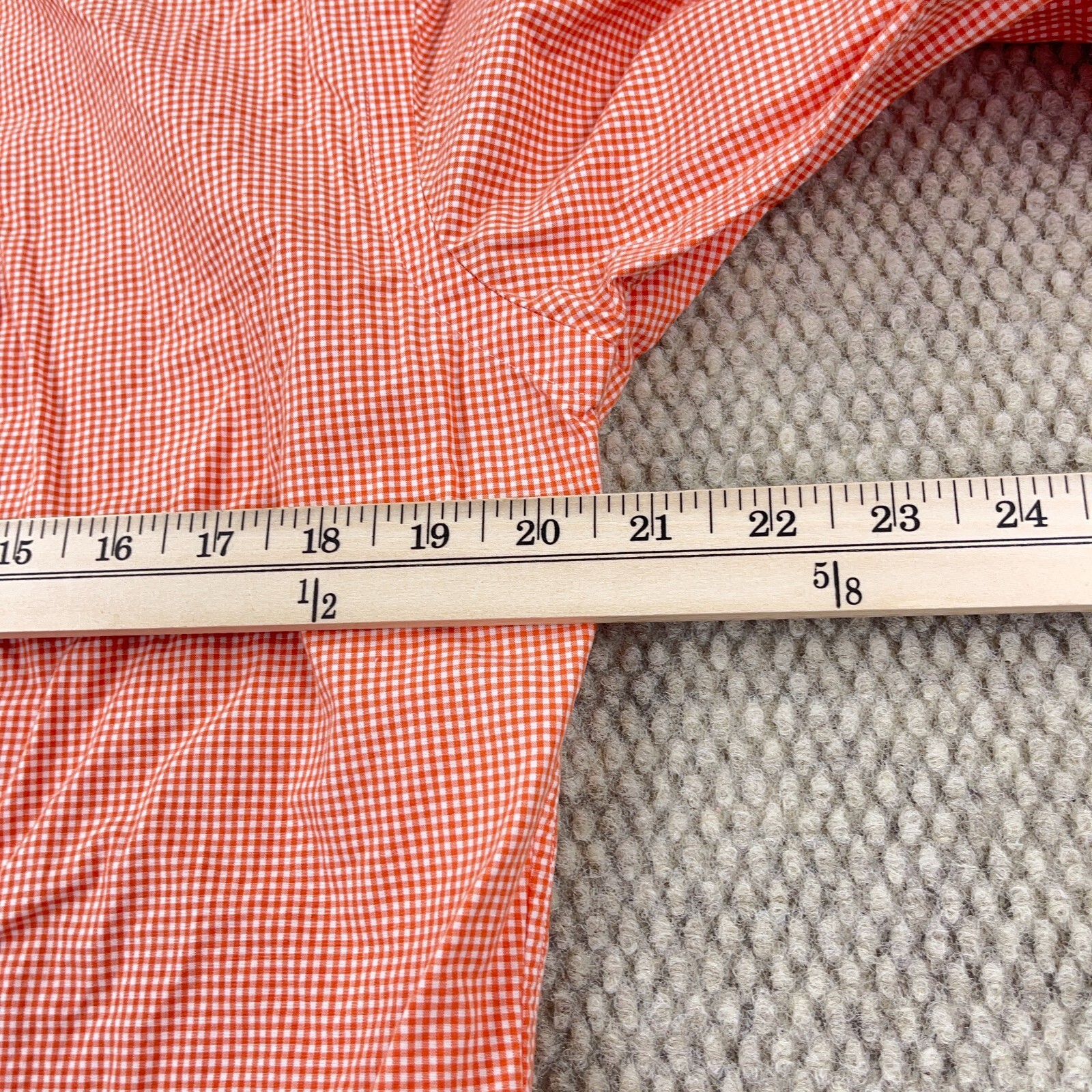 Ralph Lauren Shirt Men Medium Orange Button Up Custom Fit Gingham Poplin Dress