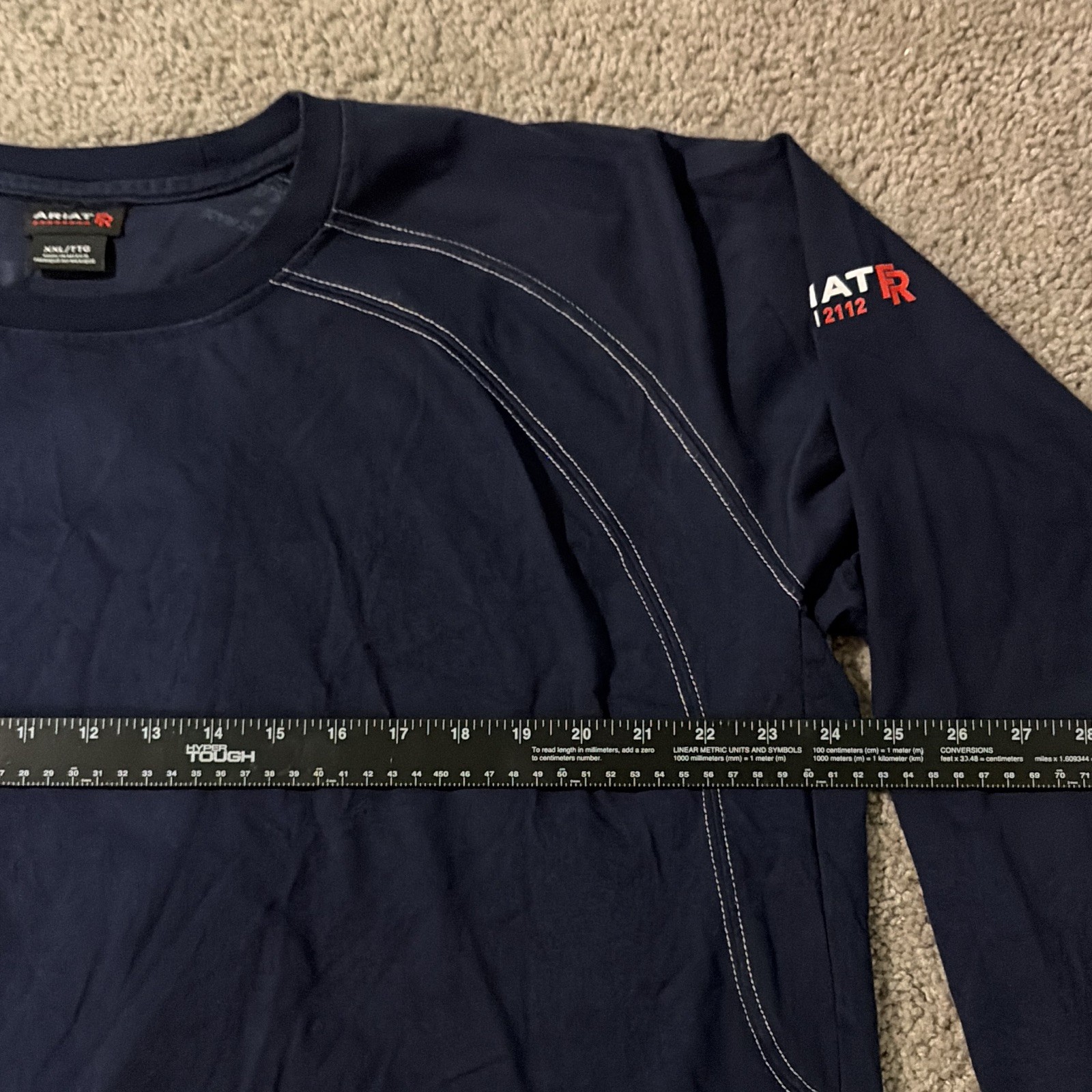 Ariat Work FR CAT 2 2112 Men’s Long Sleeve Knit Shirt 2XL Blue Cotton Blend