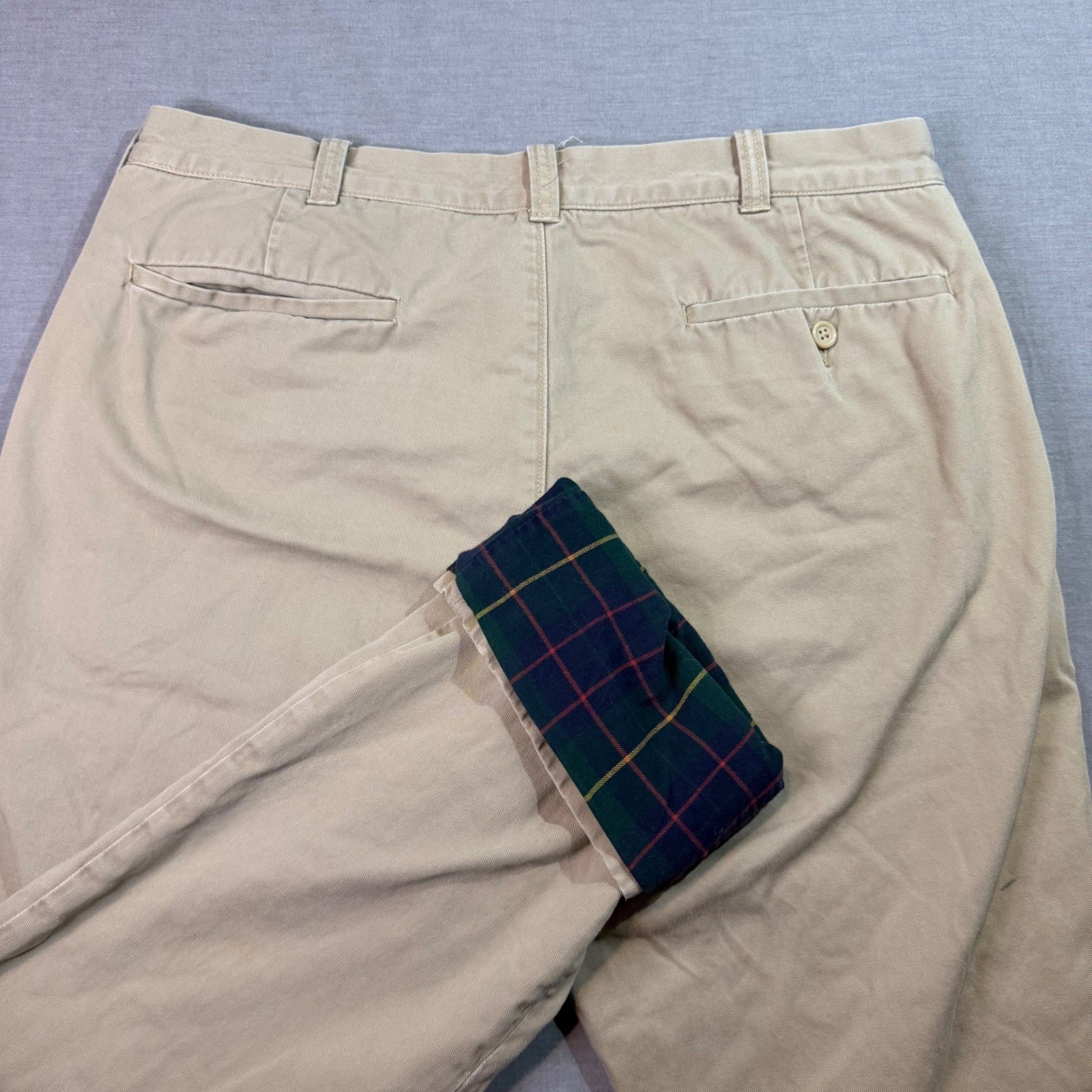 J.Crew The Sutton Pants Mens 35×32 Khaki Excellent Flannel Lined Plaid Chino