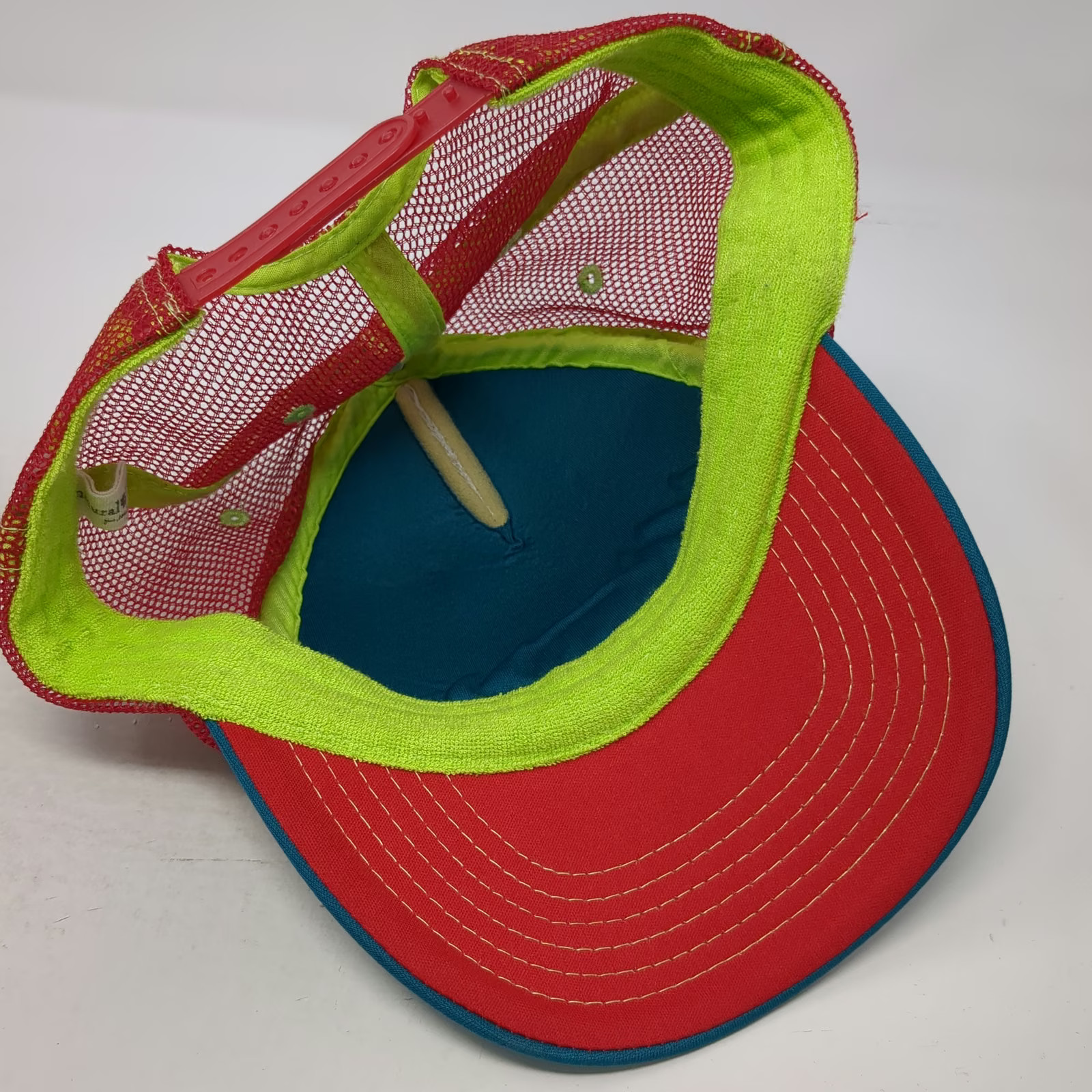Natural Life Trucker Hat Orange OSFM Compass Patch Psychedelic Floral Mesh Cap