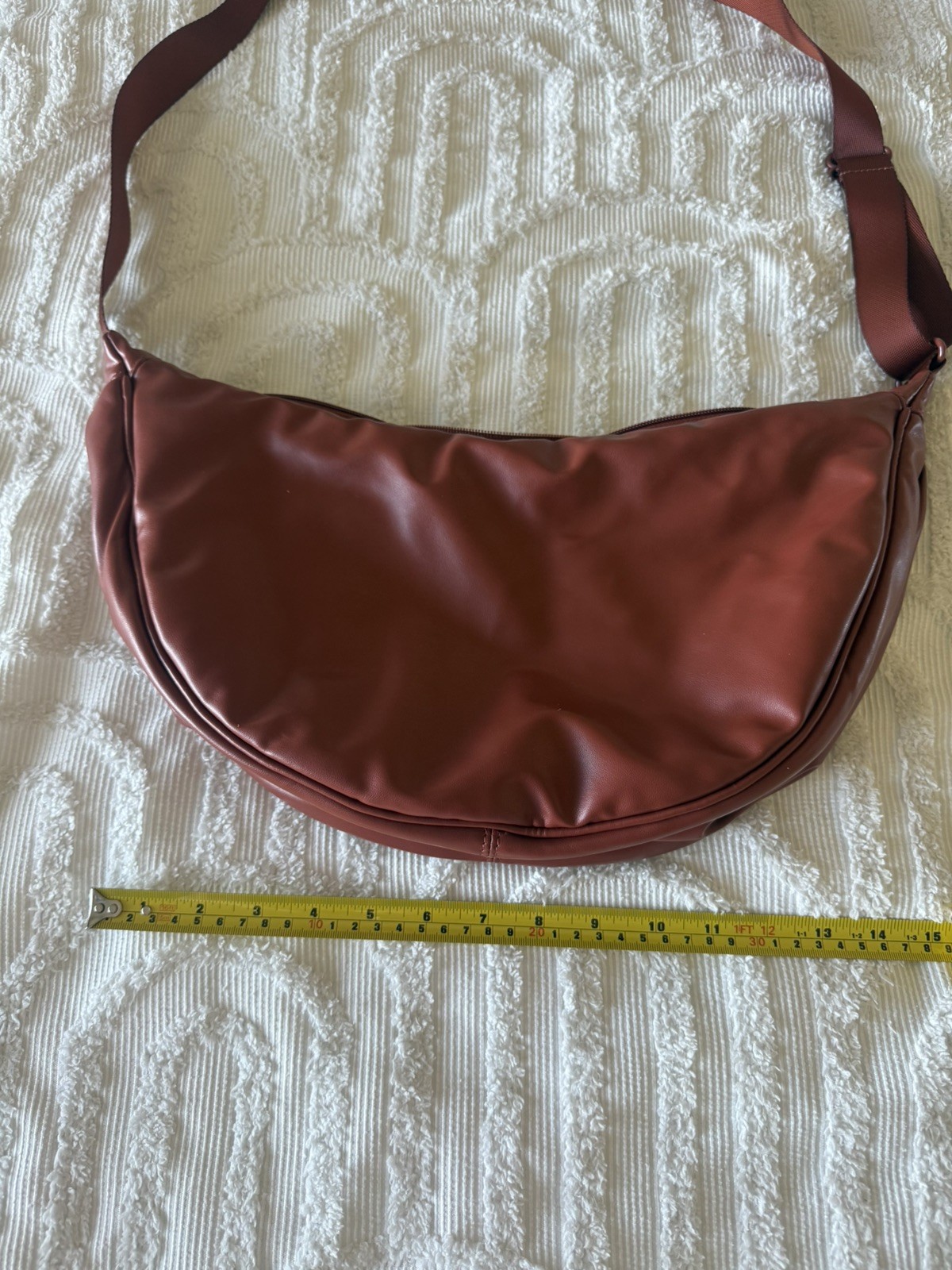 UNIQLO C Faux Leather Touch Round Shoulder Bag Dark Orange