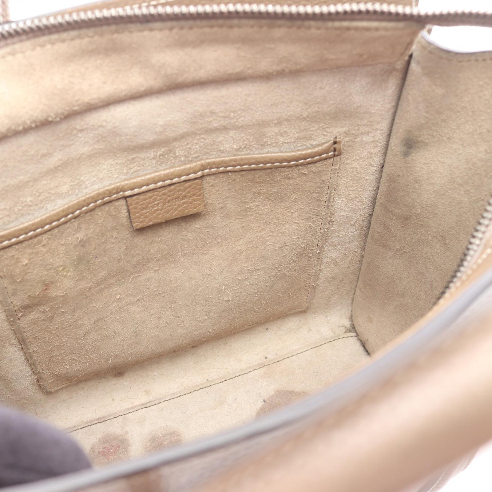 CELINE Luggage Nano Shopper Shoulder Handbag 189243 leather Gray Used Women