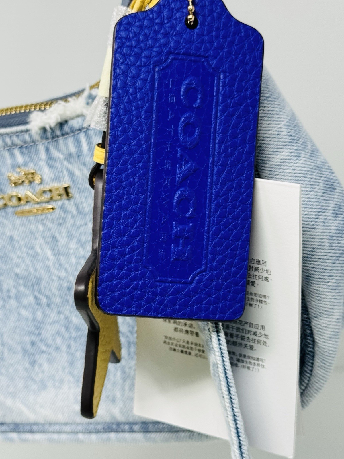 NWT COACH CDY76 Teri Shoulder Bag In Loved Denim With Charms /Light Indigo