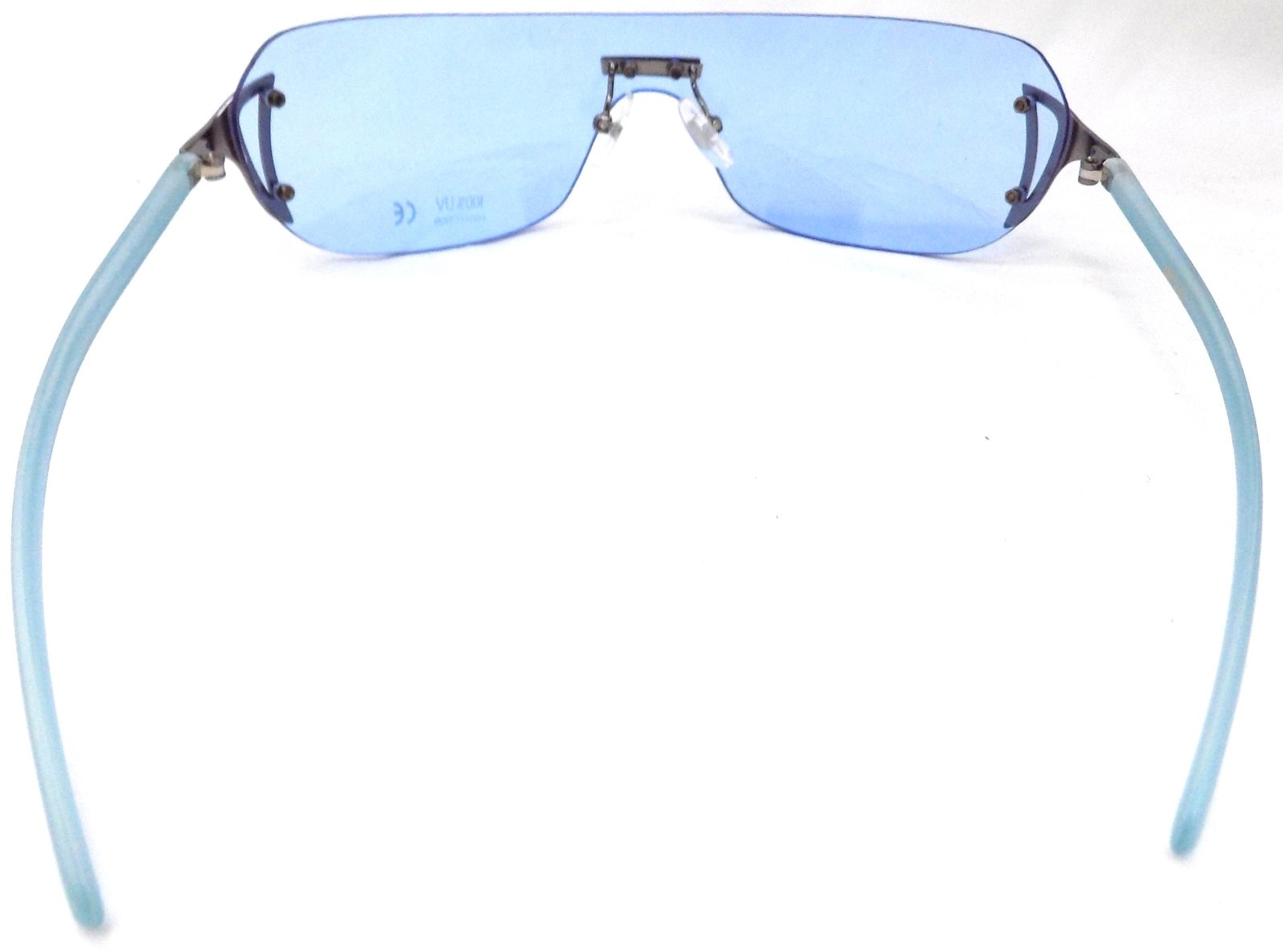 Ultra Stylish Rimless Blue Lens Sunglasses Silver Designer Look Lightweight