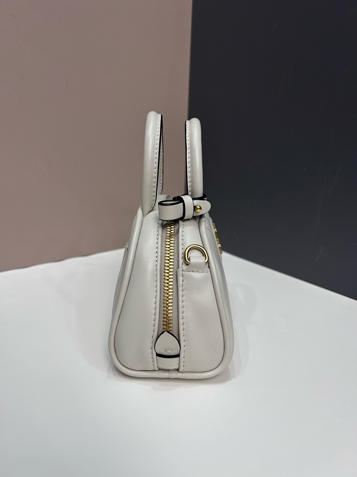 Authentic Preowned Miu Miu Mini Dome White Leather W/ Detachable Crossbody Strap