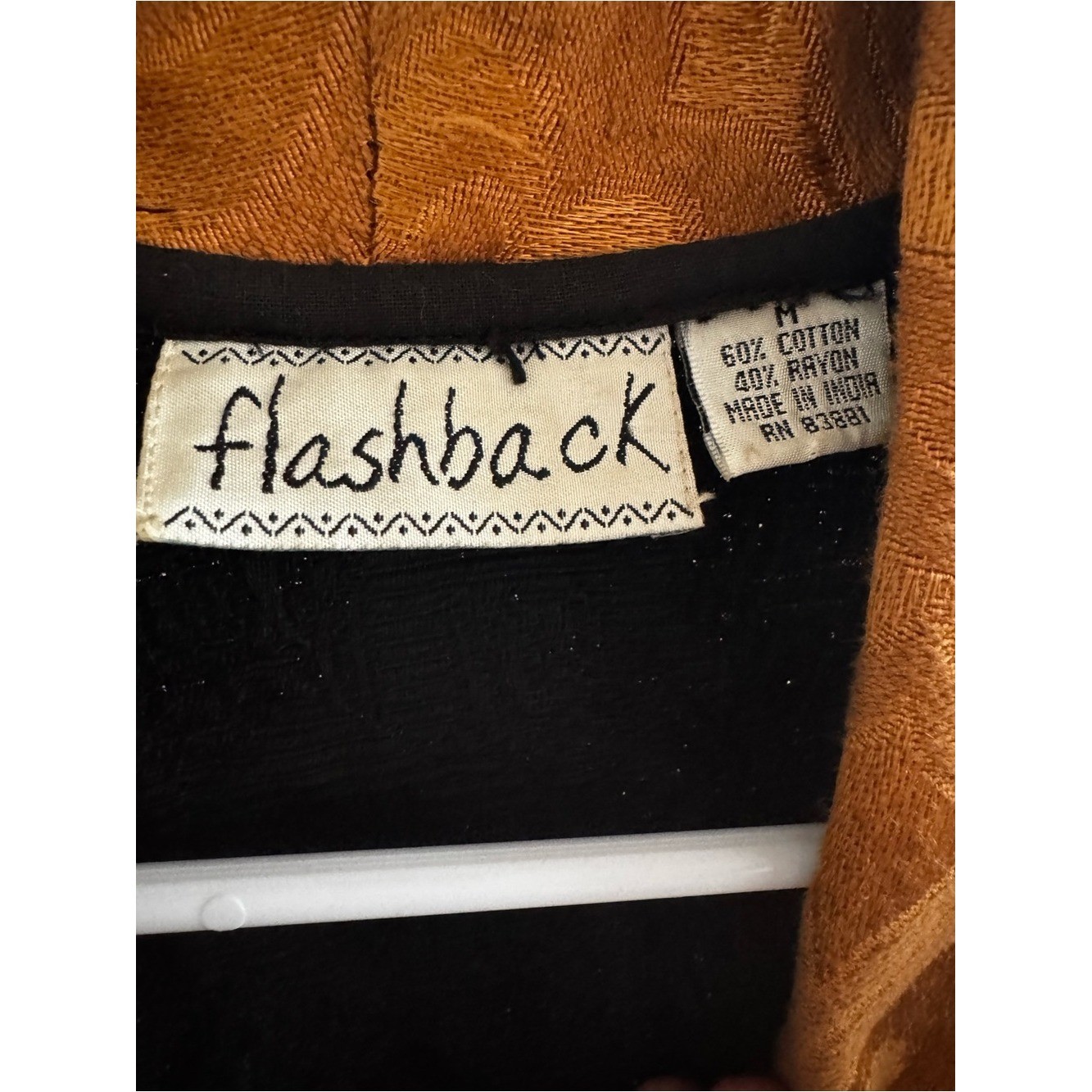 Vintage 90s Flashback Cropped Tapestry Jacket M Black Gold Southwestern Boho