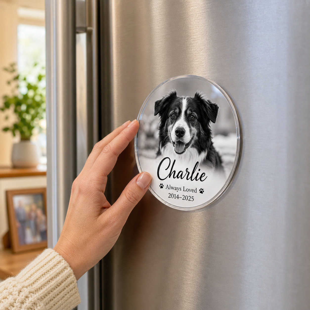 Personalized Pet Memorial Photo Magnet Custom Name Dates