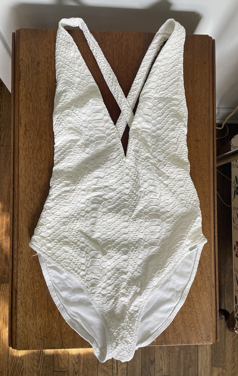 Livia Monte Carlo Sexy One Piece White Snakeskin European Swimsuit 38 US 4