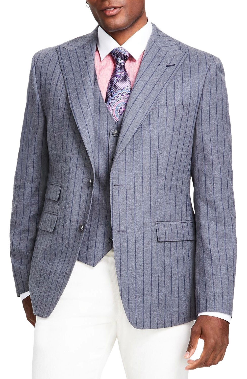 Tayion Collection Mens Classic-Fit Pinstripe Sport Coat 40 Regular Grey NWT $425