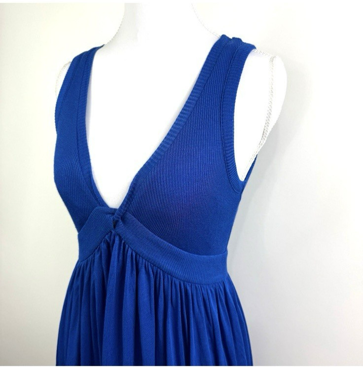 Diane Von Furstenburg Maxi Dress Small Modal Silk Color Block Sleeveless Ribbed