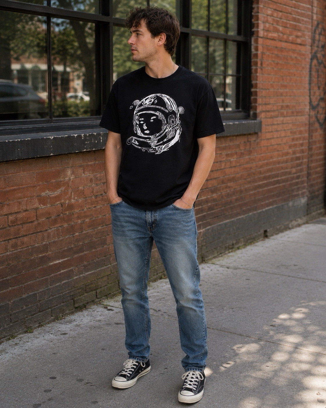 BILLIONAIRE BOYS CLUB BB S/S LOGO KNIT Black Embroidered T-SHIRT Short Sleeves