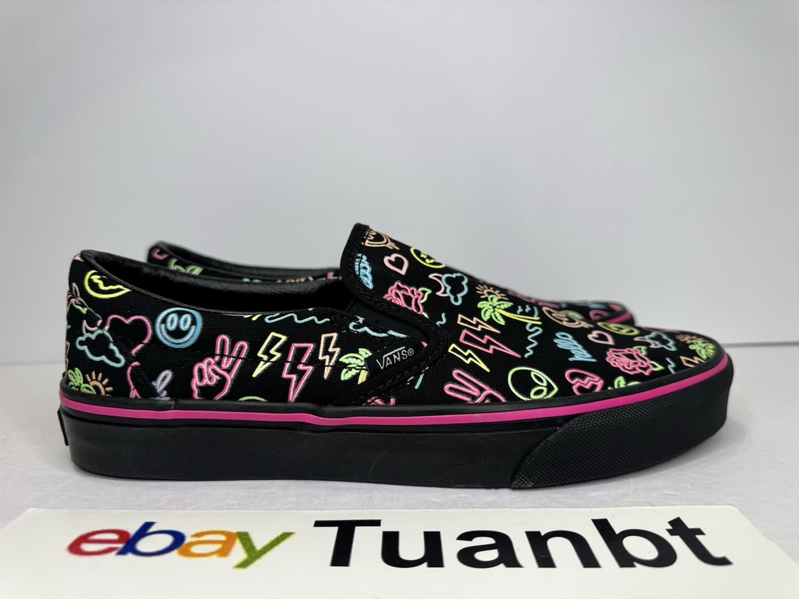 BRAND NEW Vans Slip-On Glow In The Dark Men’s Skate Black/Multicolor Emoji