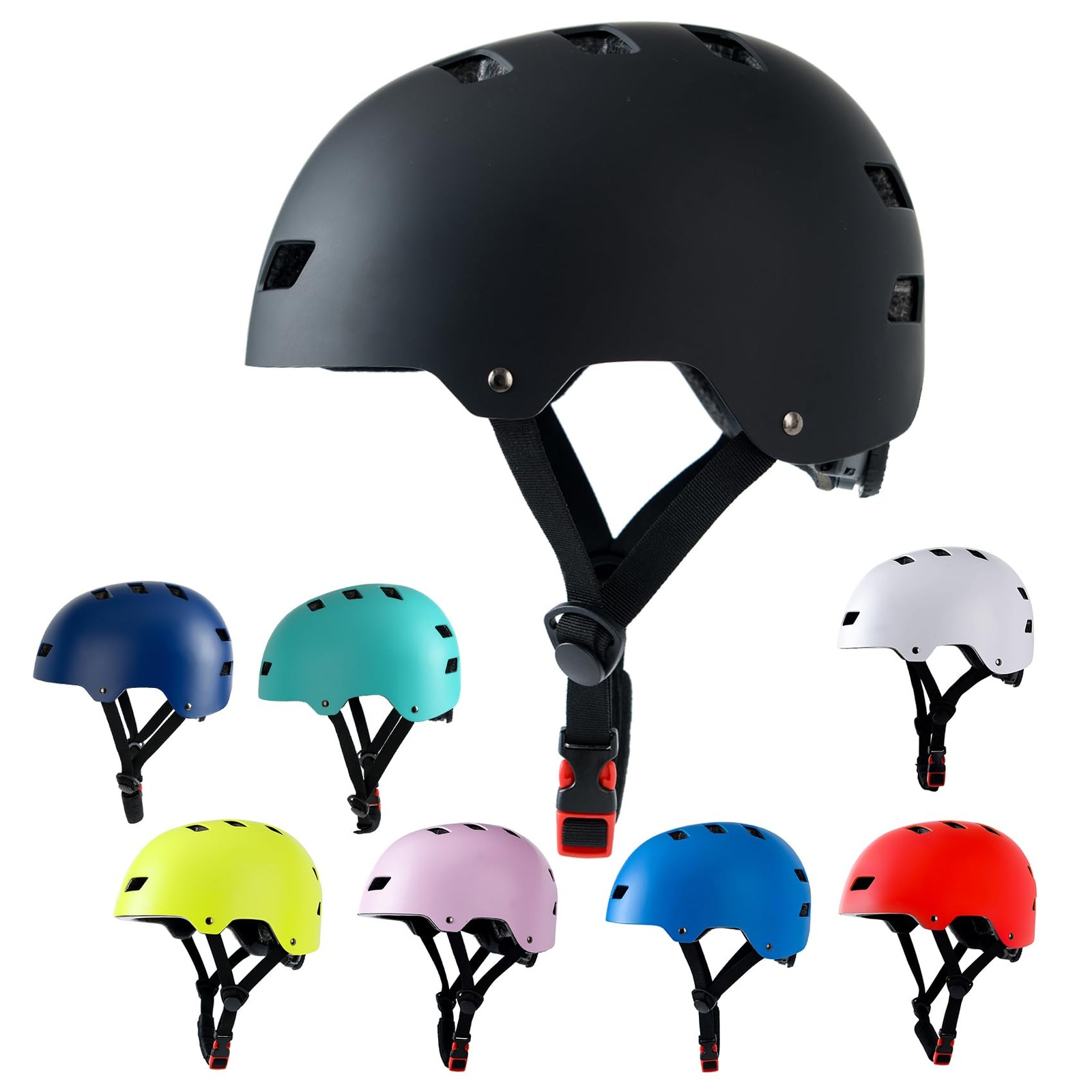 Bike Helmet 3 Sizes for Teenager Kids Youth M: 21.6-22.9″, Matte Black