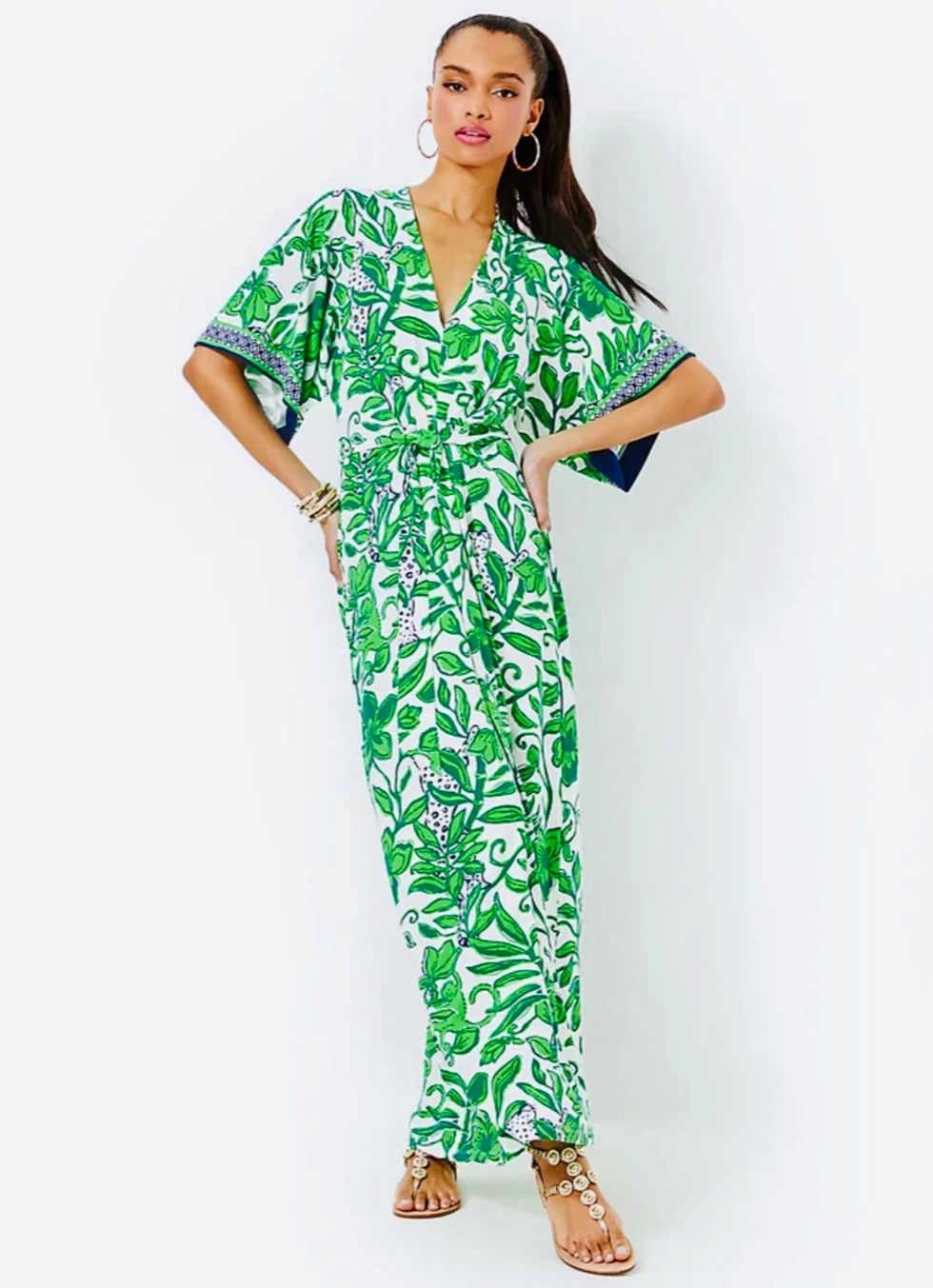 LILLY PULITZER SIZE 6 WISTERIA MAXI DRESS *ESCAPE PLAN* FIDDLE LEAF GREEN