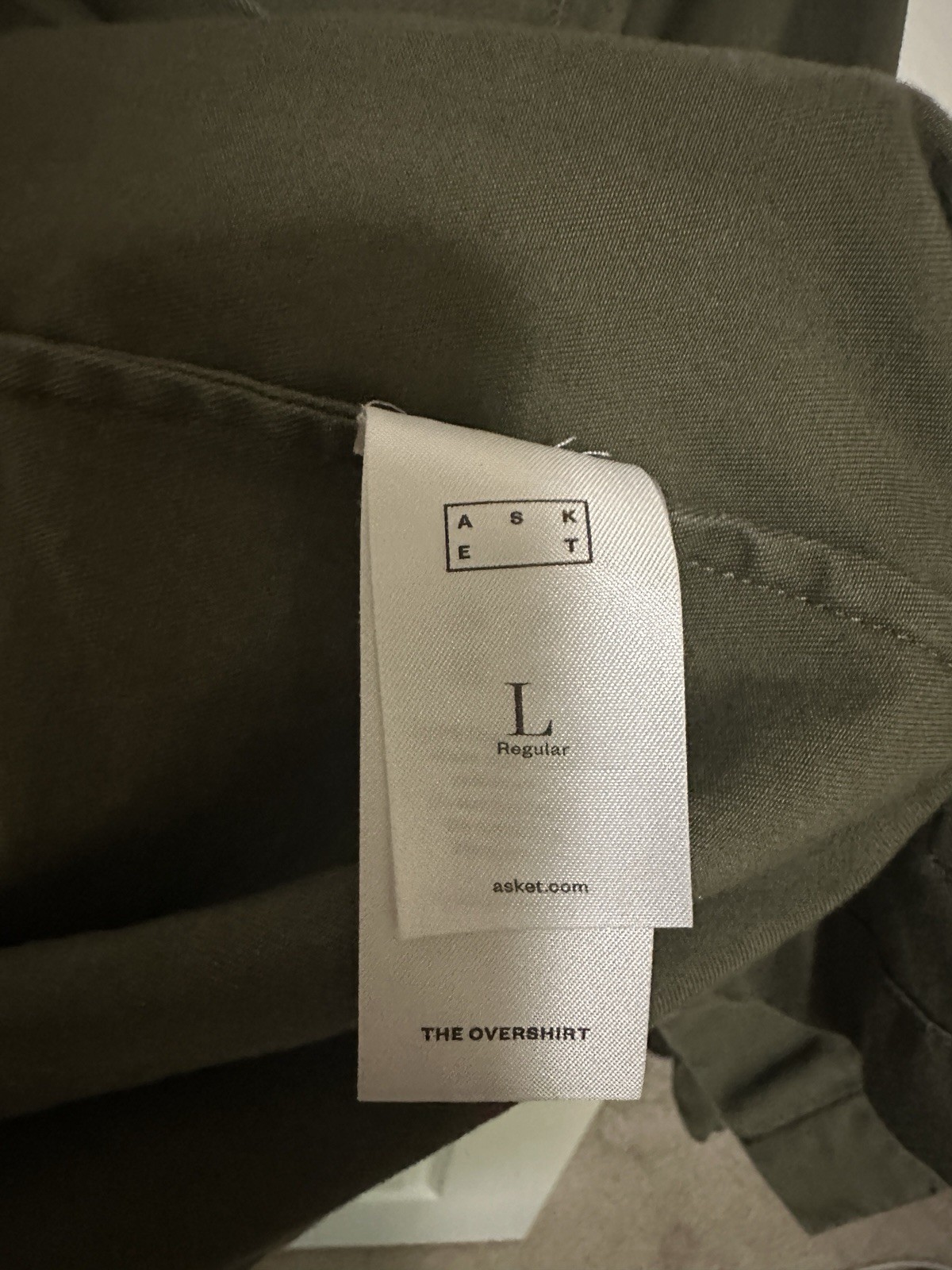 Asket Overshirt Olive Color in Size L(Regular Length)