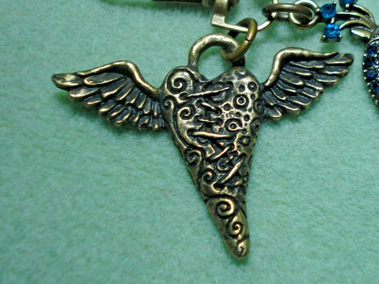 4 3/4″ Drop Royal Blue Peacock, Druzy, Heart, “Love you to the Moon…” Dangle