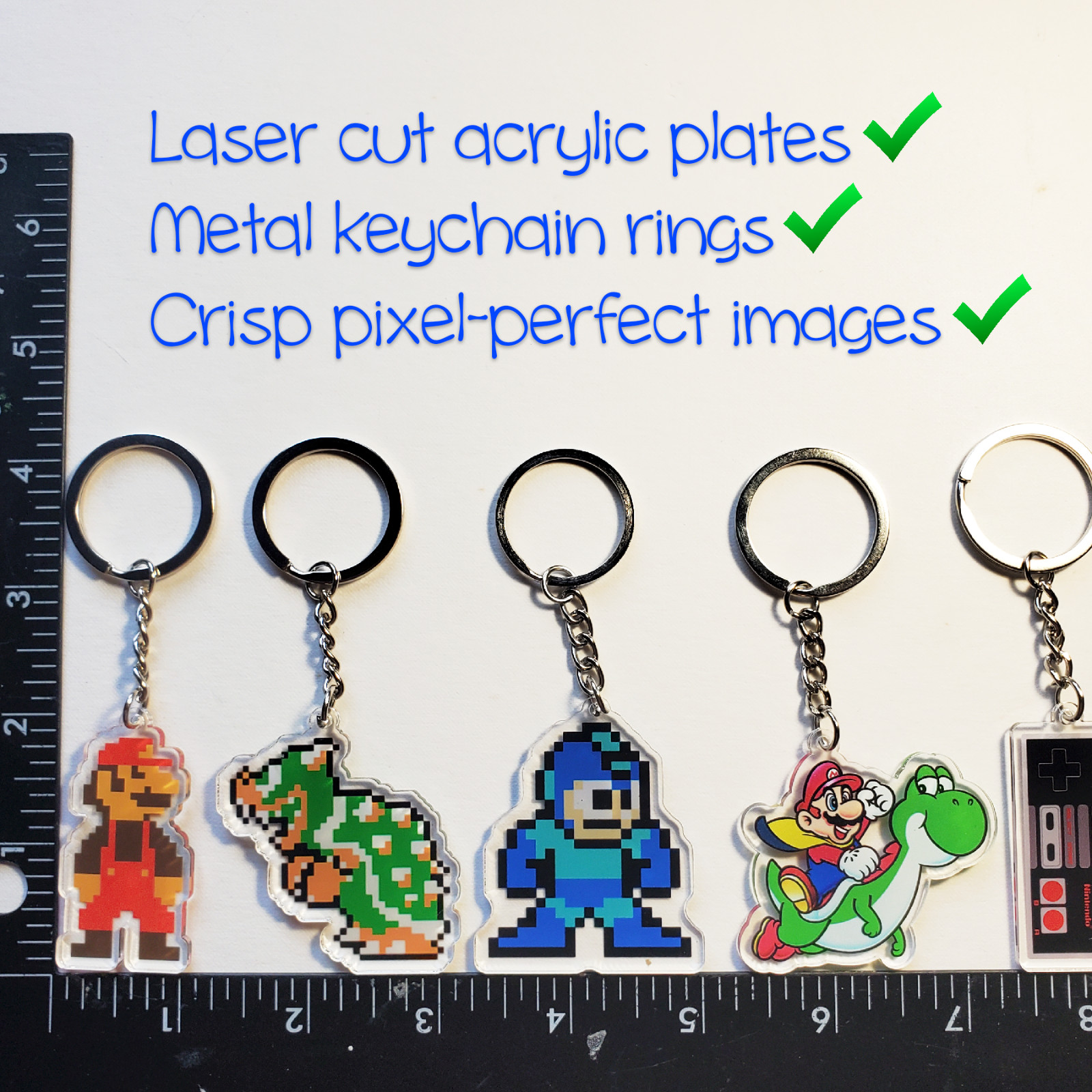 Acrylic Nintendo keychains / Mario Yoshi Link Zelda Tyson Bowser Samus NES SNES