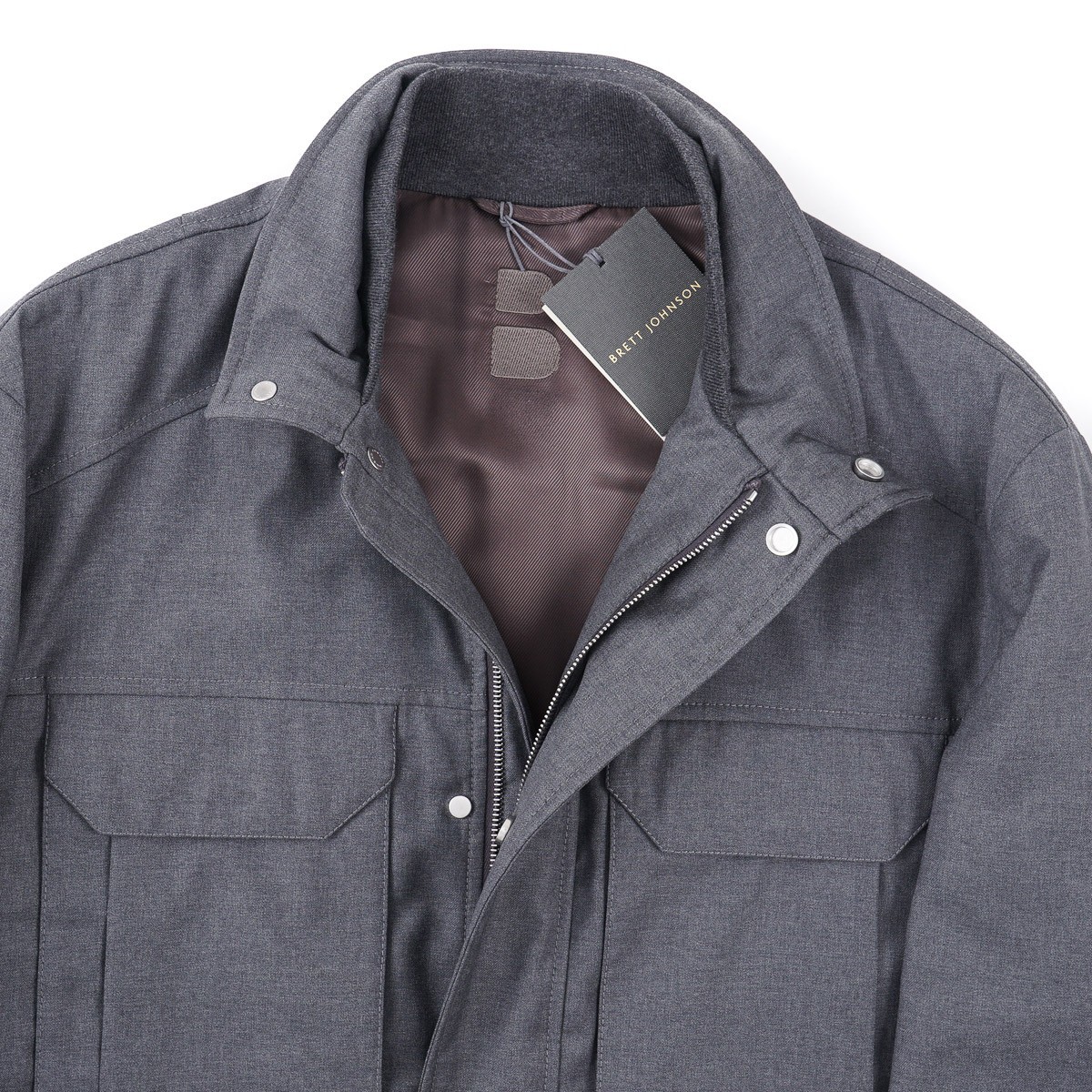 Brett Johnson ‘Lugano’ Mid Gray Padded Wool Field Jacket L (Eu 52) NWT