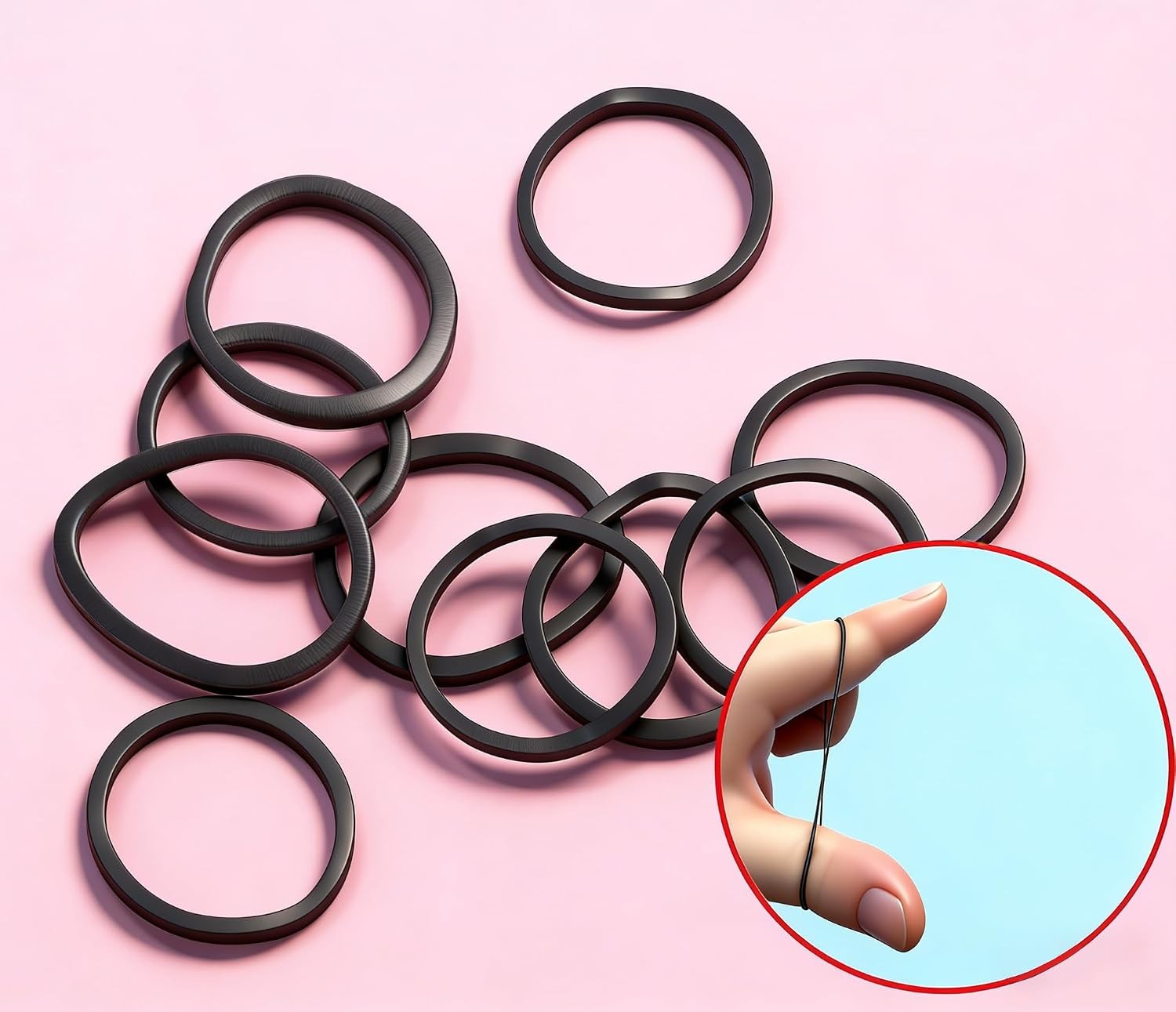 black Elastic Hair Bands， 500pcs Mini Rubber Bands with a box Soft Elastic Bands