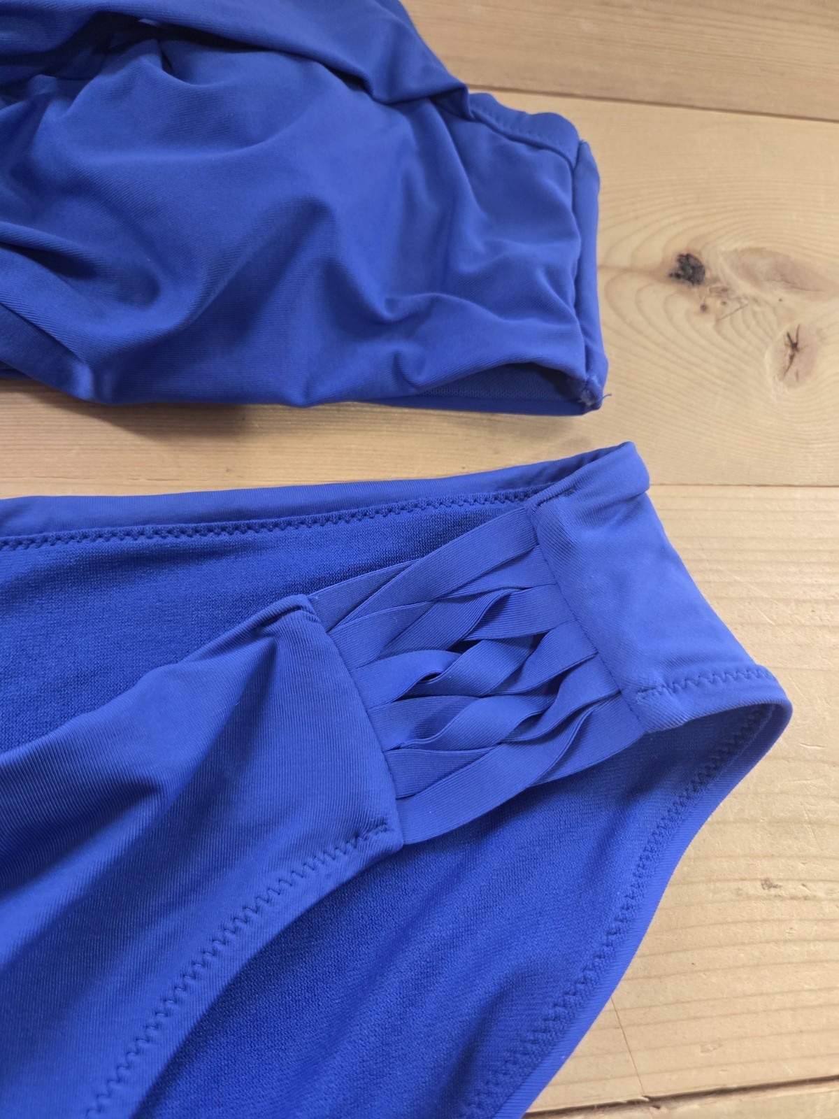 Athleta Womens Underwire Bikini Bra Top 34b/c High Waist Bottom Medium Royal…
