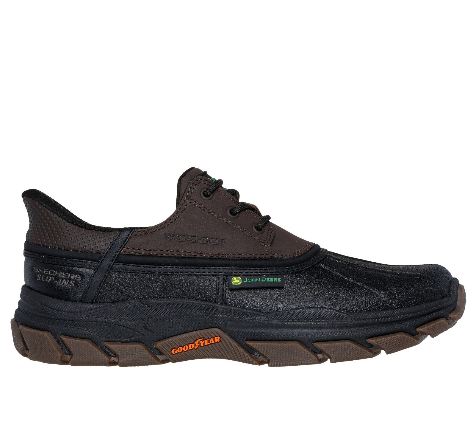 JohnDeere Skechers Shoe Men Black Slip Ins Chocolate Waterproof Anti Slip 256002