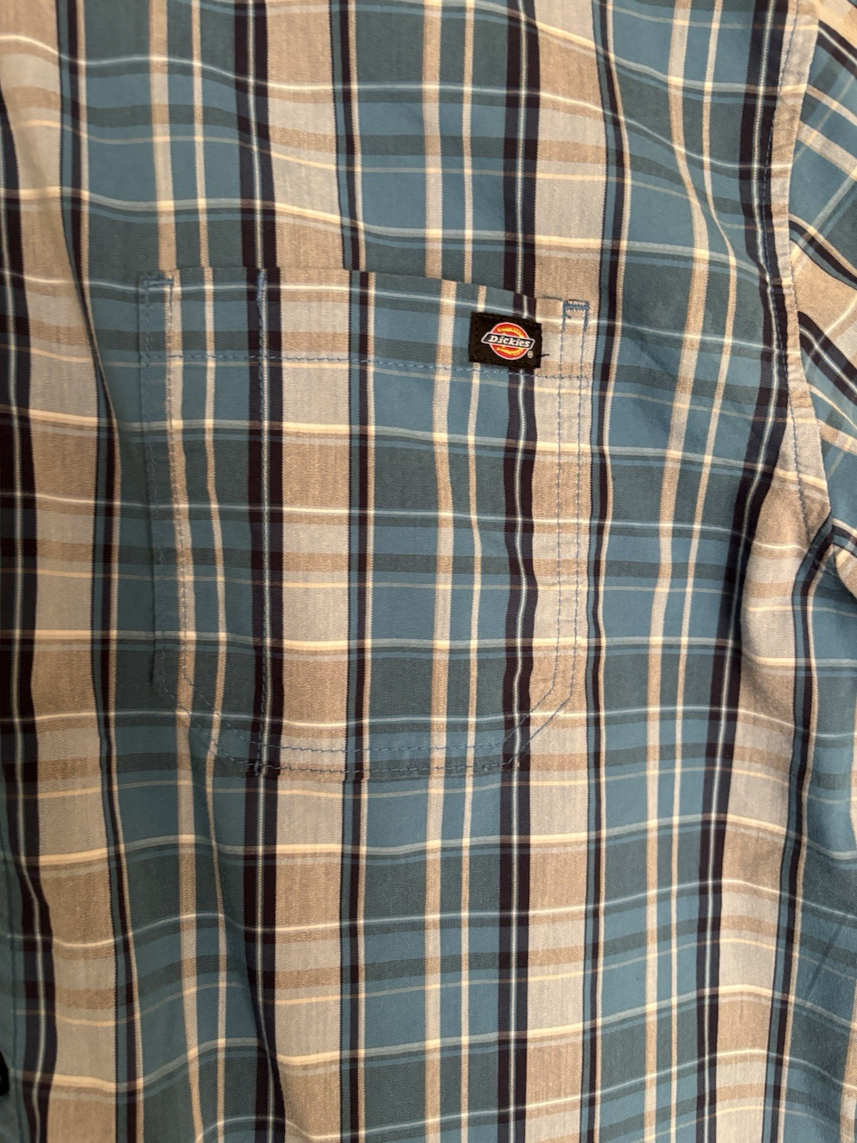 Dickies Men’s XL Relaxed Fit Plaid Short Sleeve Cotton Button-Up Pockets