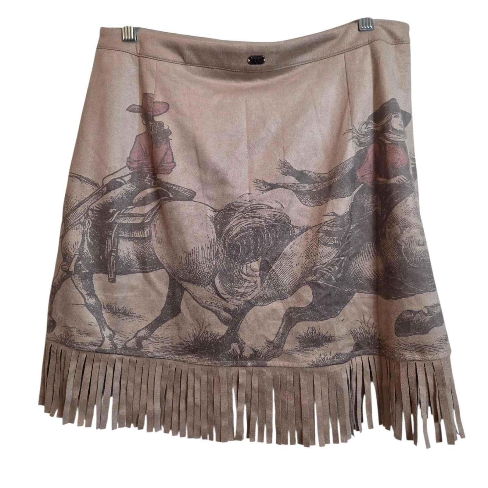 Lucky & Blessed Large Faux Suede Fringe Tassel Cowgirl Short Skirt Western New
