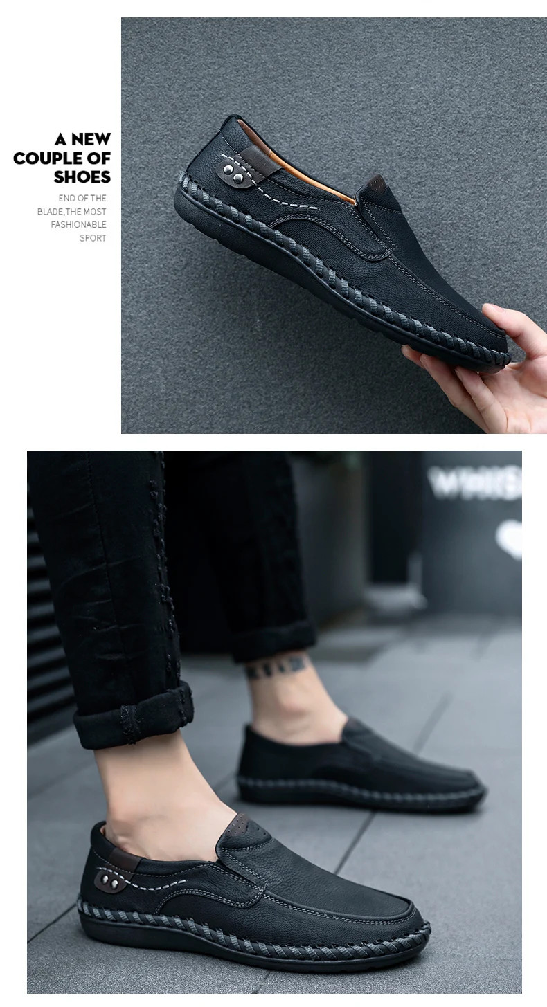 Men’s Handmade Loafers Synthetic Leather Slip-On Driving Casual Wear EU40-48