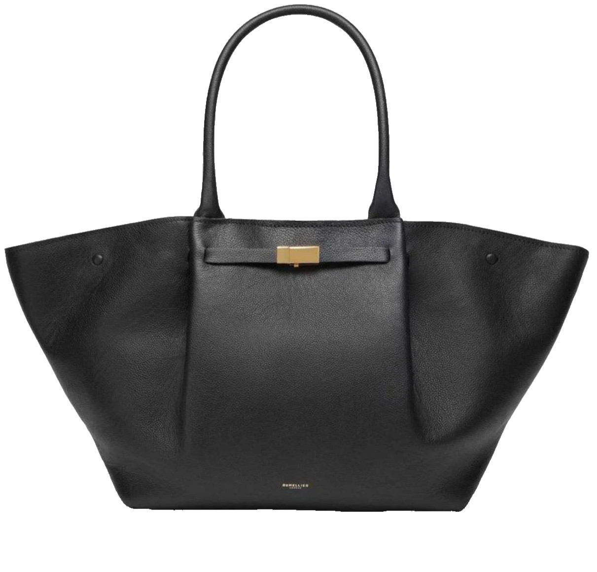 large Black Leather Bag Gold Hardware handbag without box