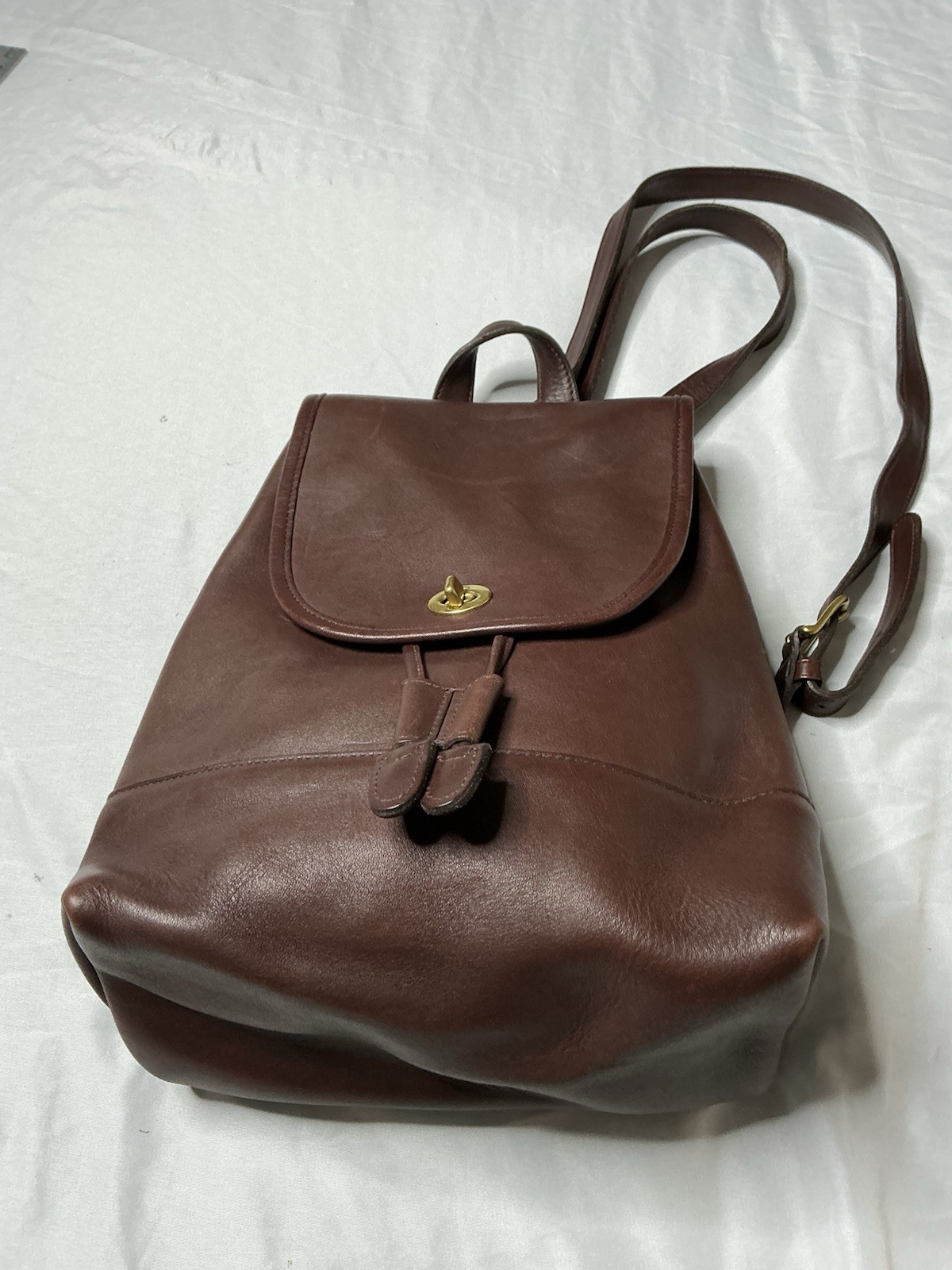 Vtg Coach Daypack 90’s Brown Leather 9791 Turn Lock