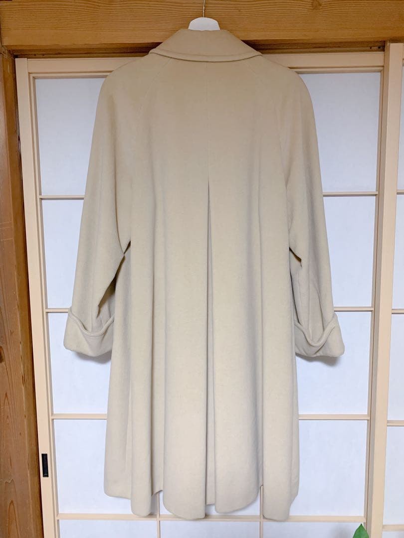 Burberrys angora gold button long coat beige