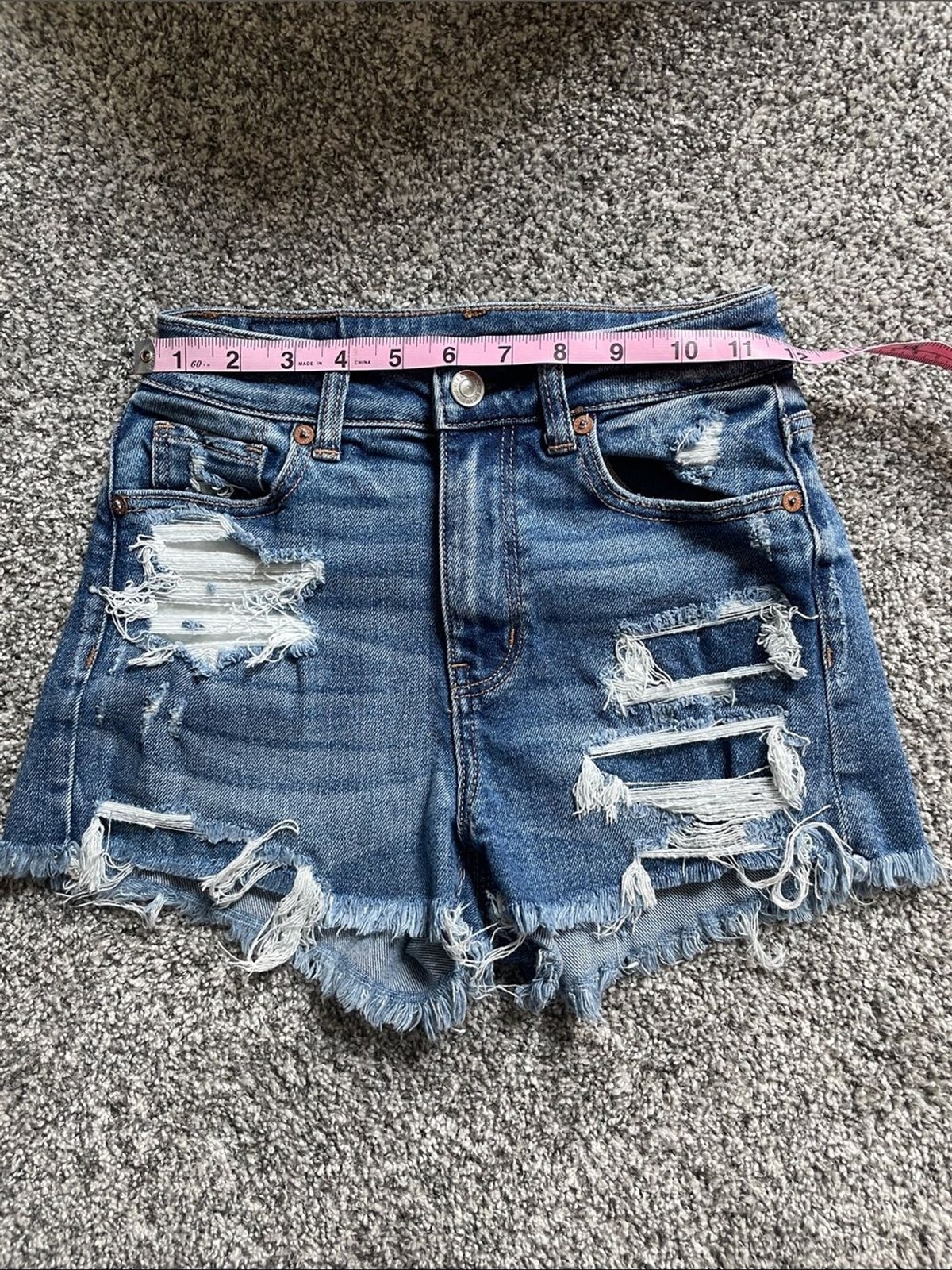 American Eagle Outfitters Distressed Blue Denim Jean Shorts