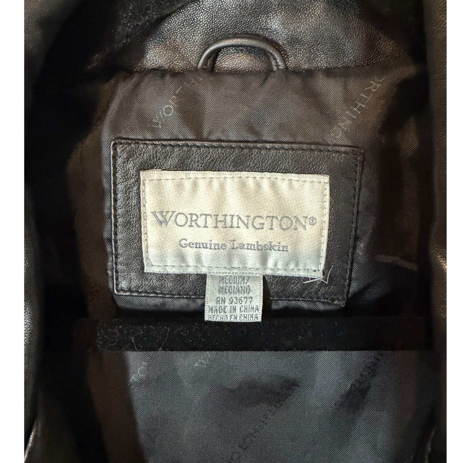 Vintage Worthington Black Lambskin Leather Zip Up Jacket Medium 90s Y2K Minimal