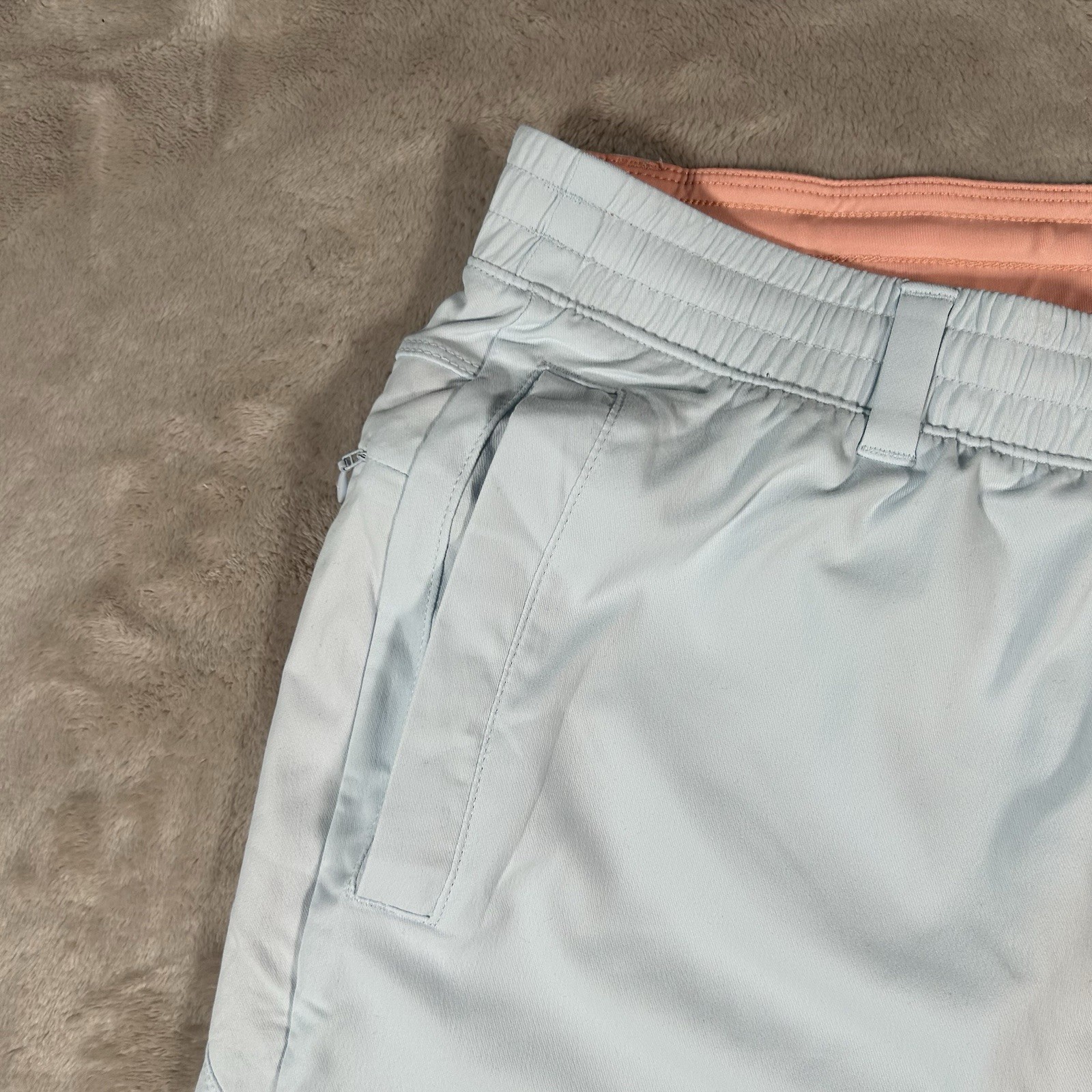 Birddogs Shorts Mens 2XL 9″ Sky Blue Lined Elastic Waist Drawstring Zip Pocket