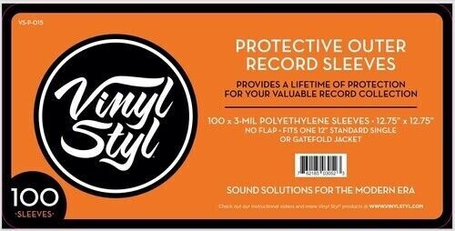 Vinyl Styl LP Protective Outer Record Sleeves 12.75″ X 12.75″ – 100 Pack NEW