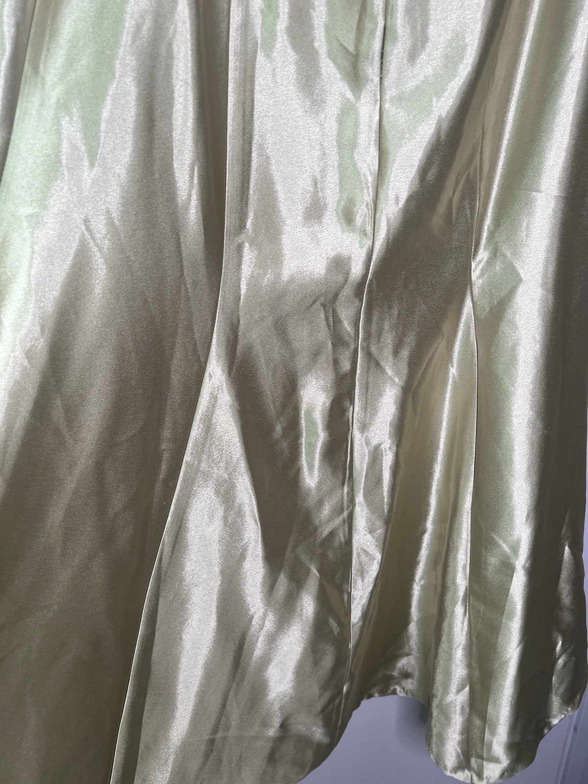 Vintage Y2K Jessica McClintock Apple Green Satin Halter Maxi Gown Fairycore