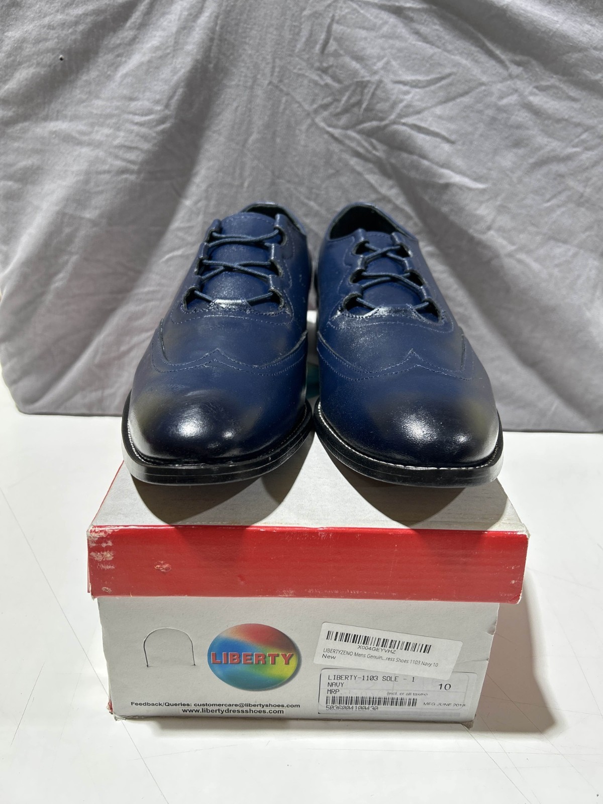 LIBERTYZENO Mens Genuine Leather Adults Wingtip Lace Up Oxford Size: 10