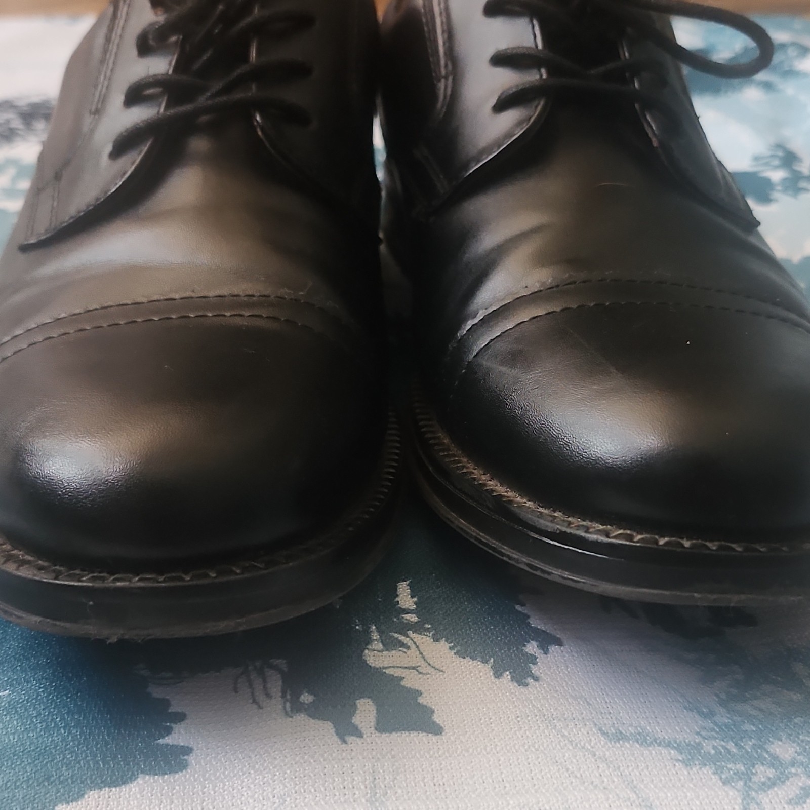 George Men’s Black Cap Toe Oxford Dress Shoes Lace Up Synthetic US 7.5