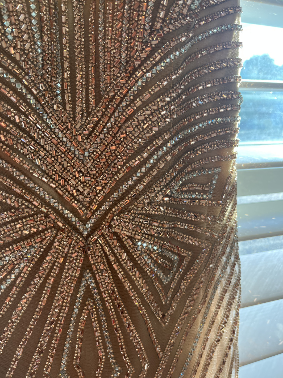 ✨ LaDivine by Cinderella Divine CD845 Rose Gold Beaded Gown – Size 2 – (NWT)