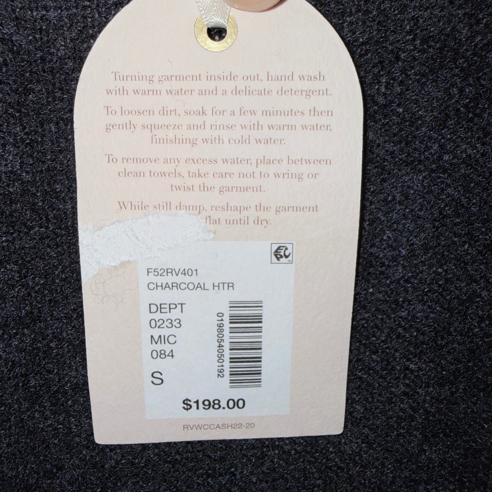 Van Winkle Womens Size Small Heather Gray 100% Cashmere r Open Front Robe