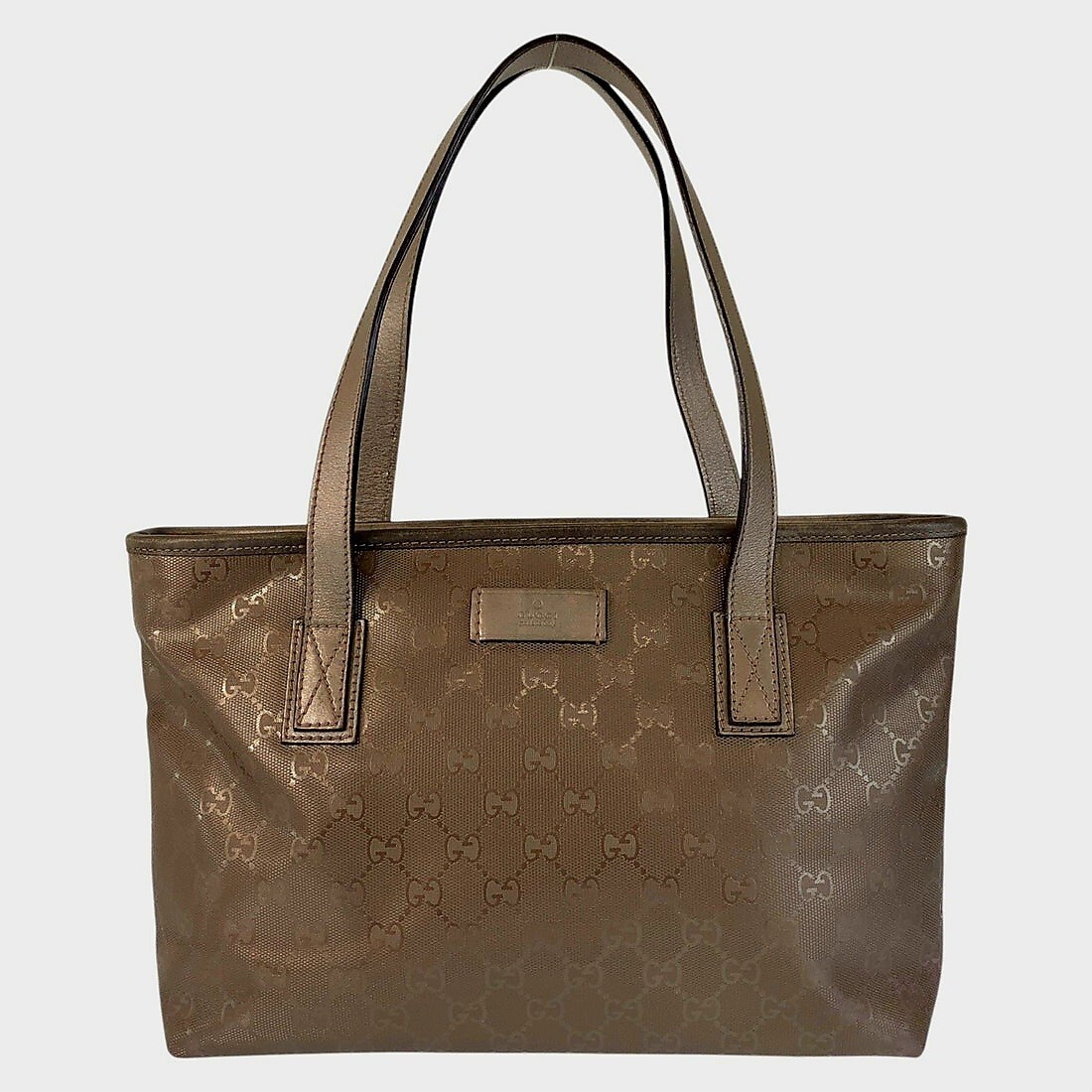 Gucci Bronze Metallic Brown GG Imprime Tote Bag