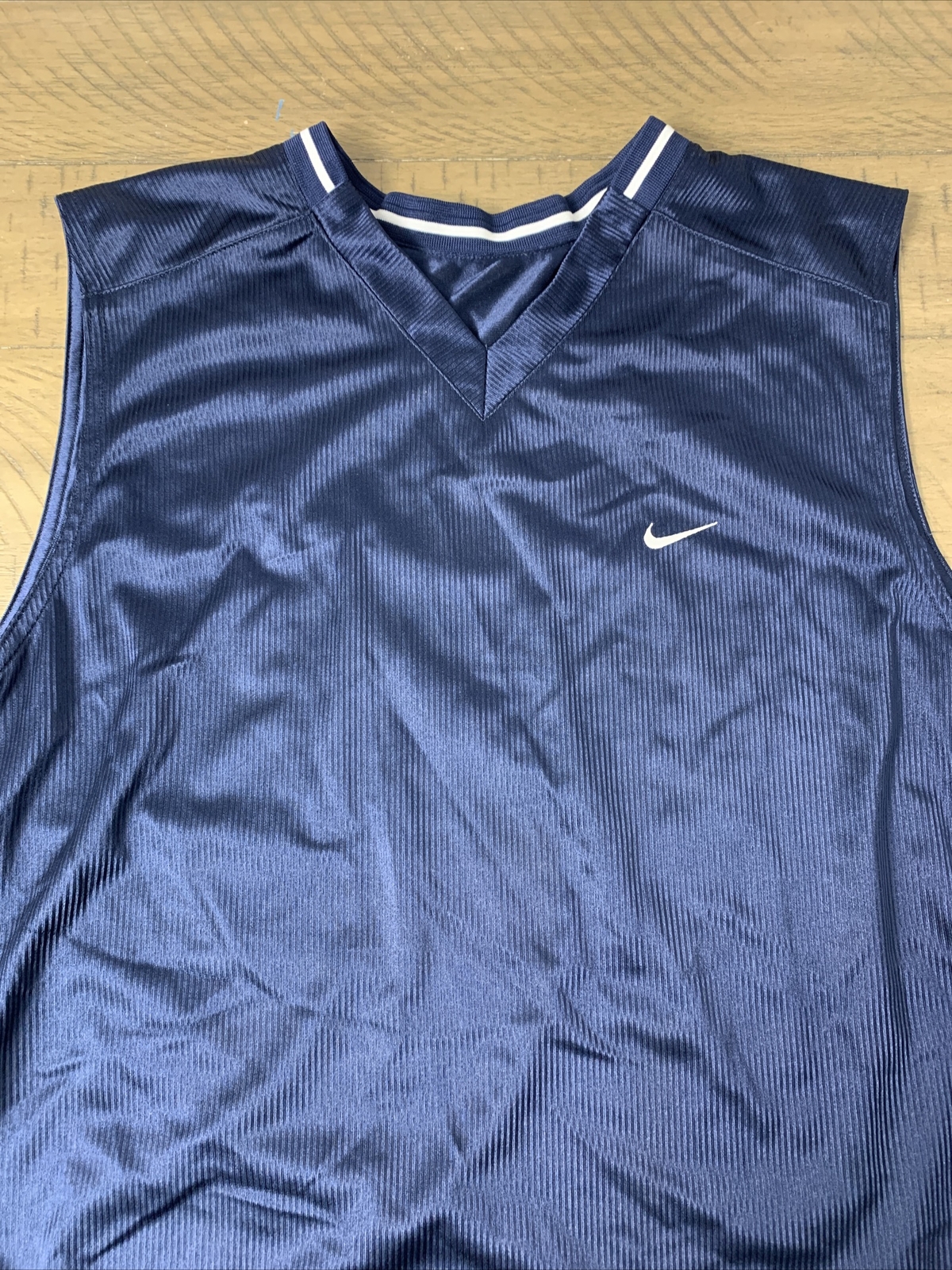 Nike Dazzle Silky Shiny Navy Sleeveless Basketball Reversible Jersey ( READ)