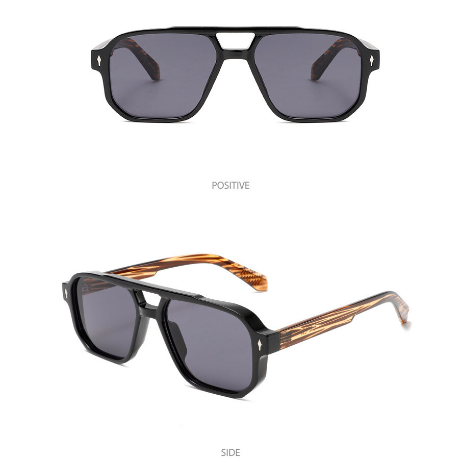 Classic Square Double Bridge Pilot Sunglasses Men Retro Outdoor Shade Glasses