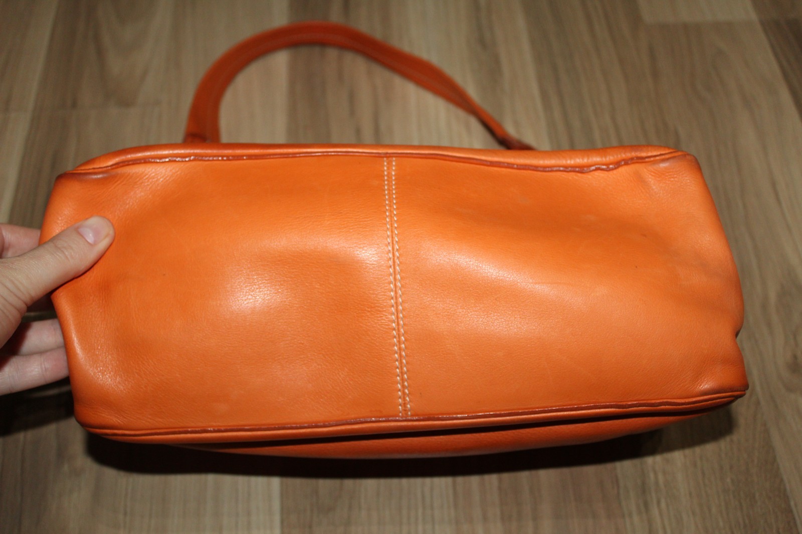 Celine Boogie Tote Bag Orange Leather Open Pockets Auth CE00/23