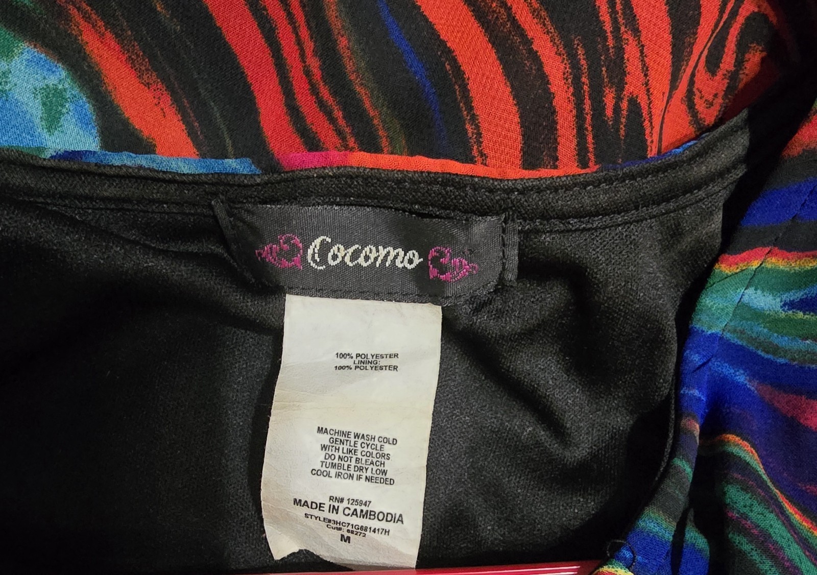 ​Cocomo Tunic Top Womens Medium M Multi Color Abstract Marble Chiffon Sharkbite